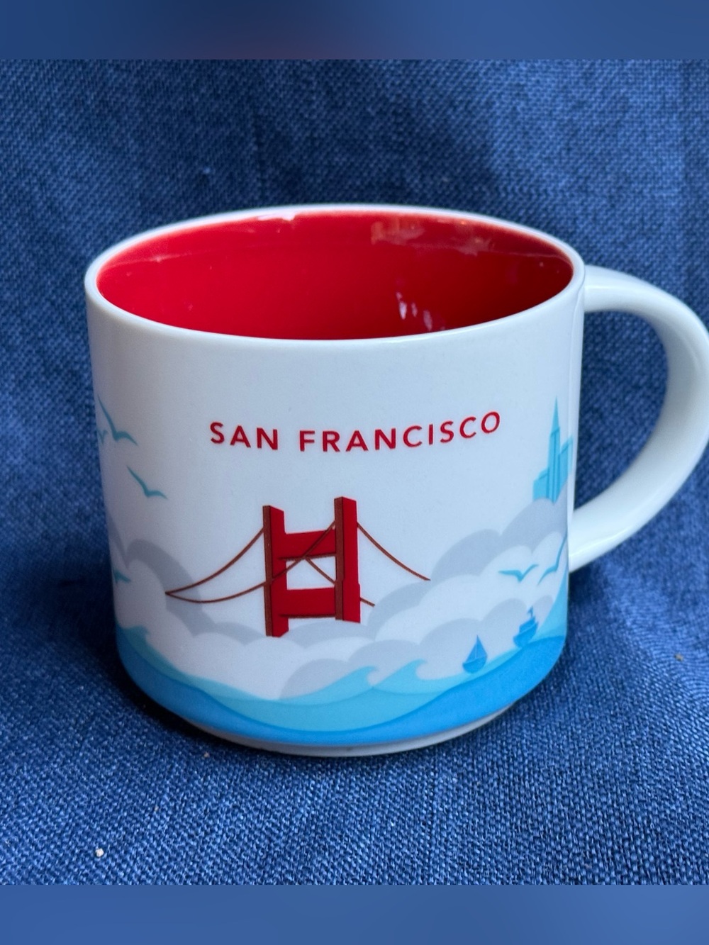 Starbucks You Are Here San Francisco Coffee Mug 2014 Golden Gate Bridge 14oz